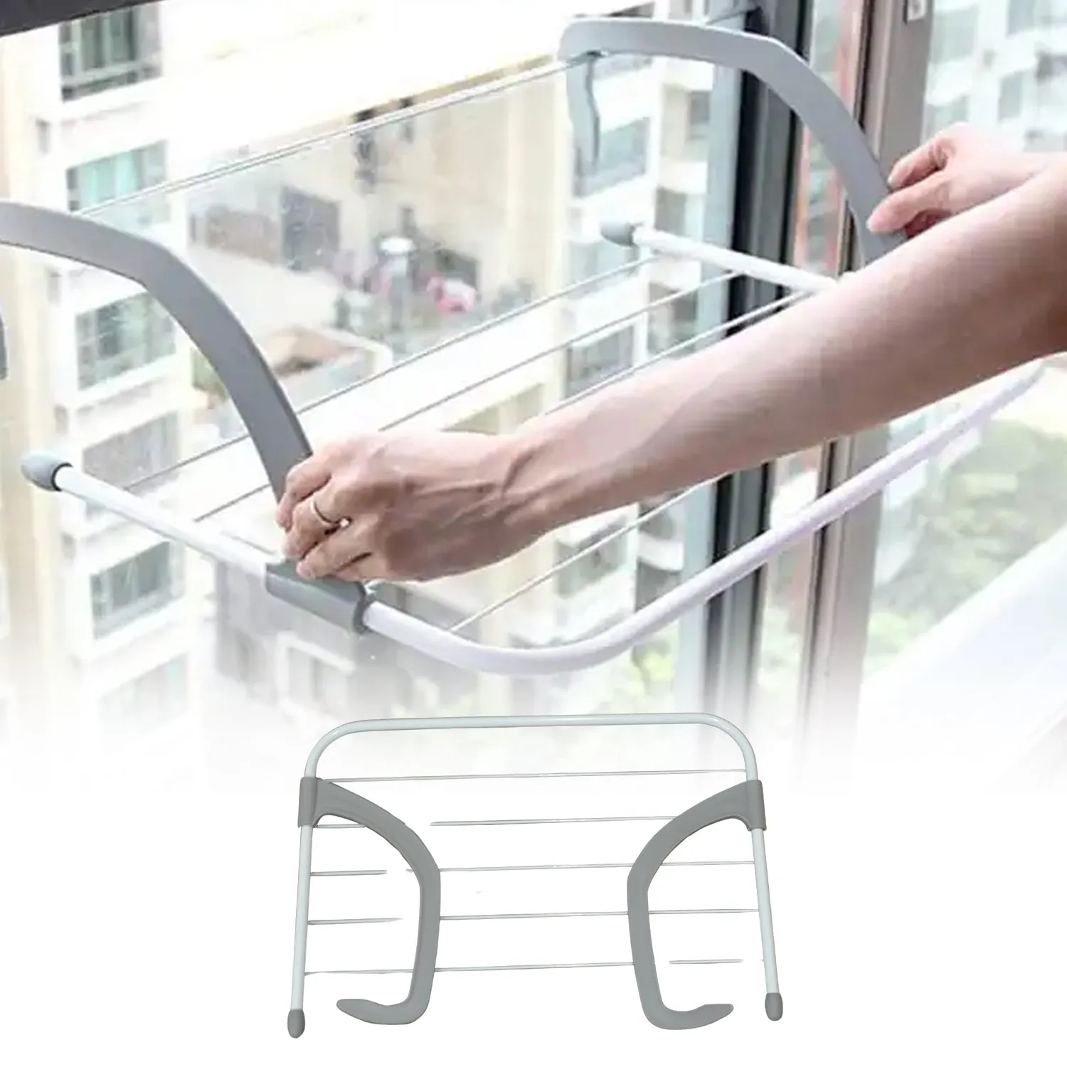 0333 Metal Steel Folding Drying Rack for Clothes Balcony Laundry Hanger for Small Clothes Drying Hanger Metal Clothes Drying Stand, Socks and Plant Storage Holder Outdoor / Indoor Clothes-Towel Drying Rack Hanging on The Door Bathroom