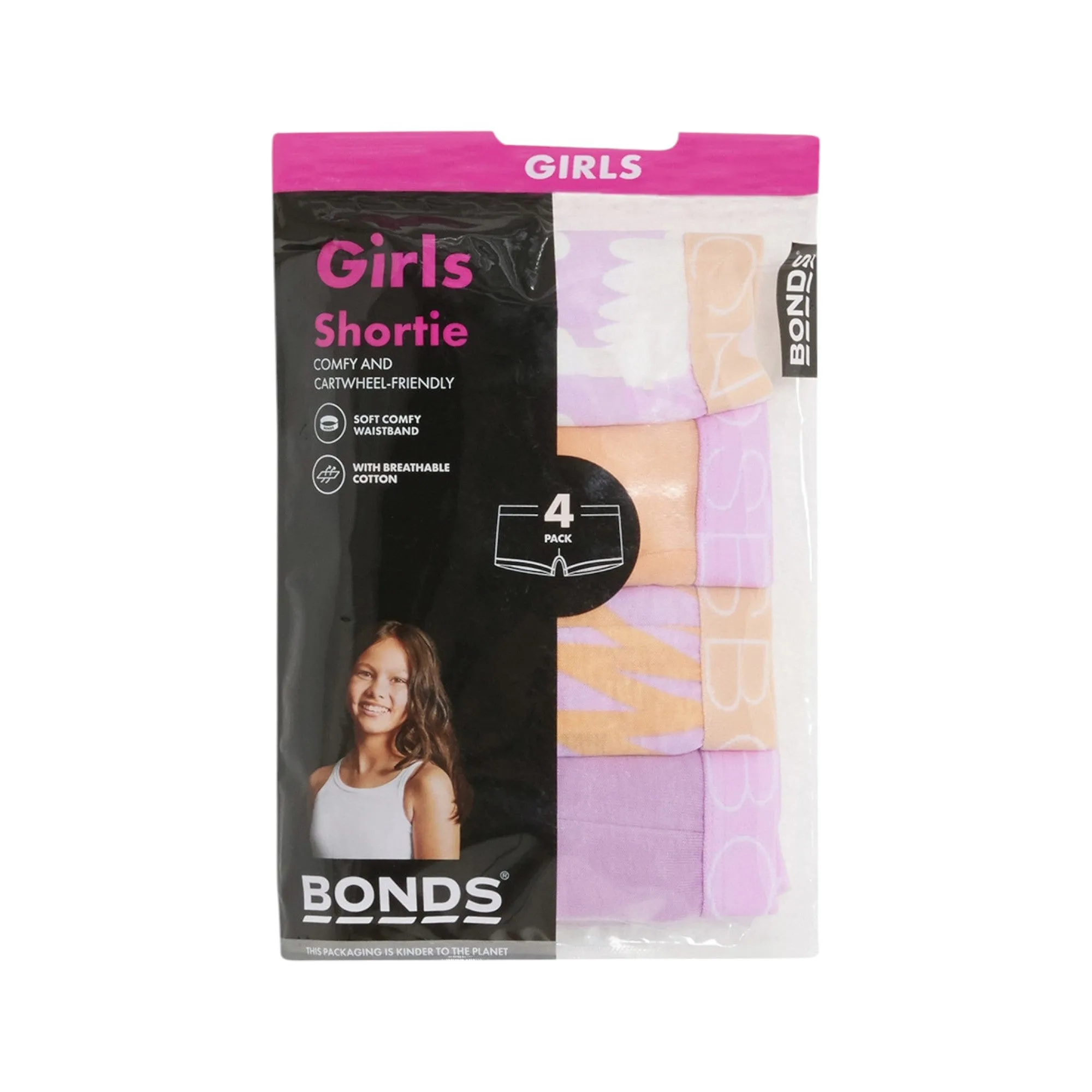 20 X Bonds Girls Shortie Underwear Kids Multi Coloured Trunks