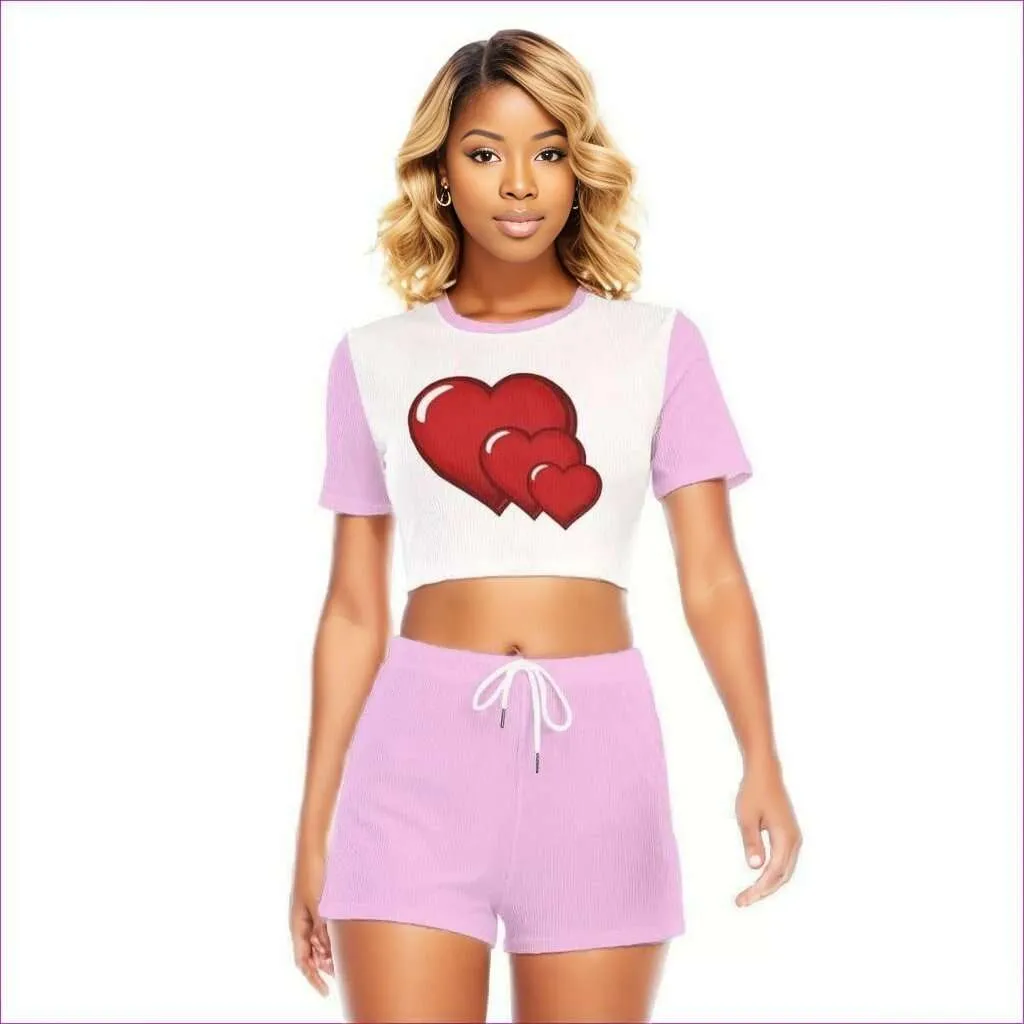 3 Corazon Womens O-neck T-shirt Short Set