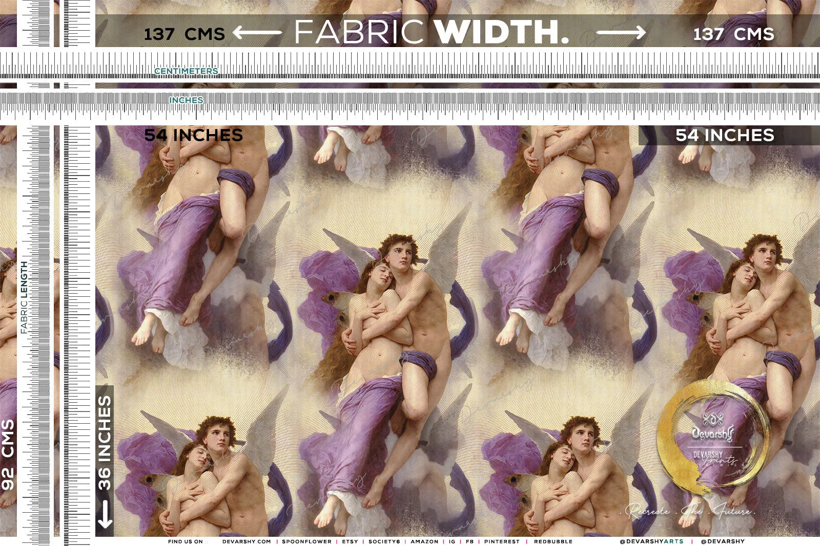 Abduction of Psyche Upholstery Fabric 3meters 4 Designs & 12 Fabric Options Art Furnishing Fabrics by the Yard | D20057