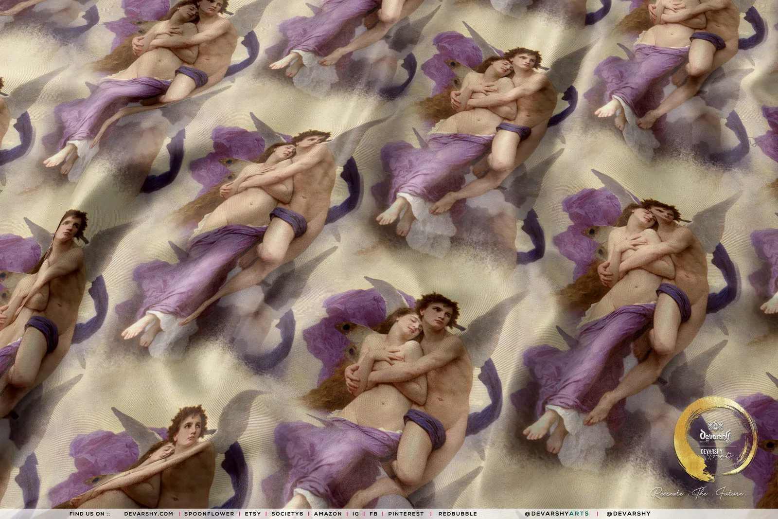 Abduction of Psyche Upholstery Fabric 3meters 4 Designs & 12 Fabric Options Art Furnishing Fabrics by the Yard | D20057