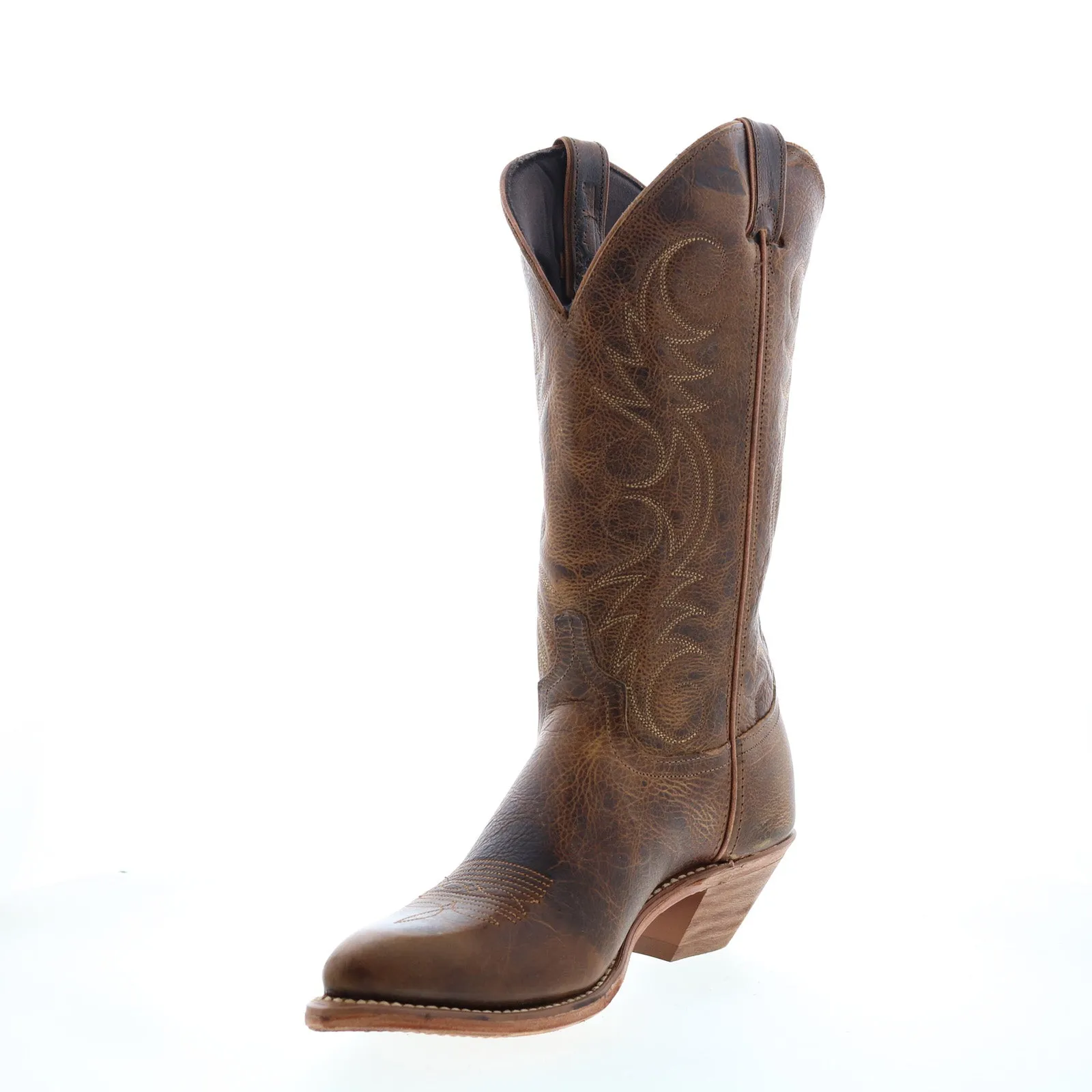 Abilene Boots 9172 Womens Brown Leather Slip On Cowboy Western Boots