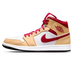 Air Jordan 1 Mid 'Light Curry Cardinal Red'