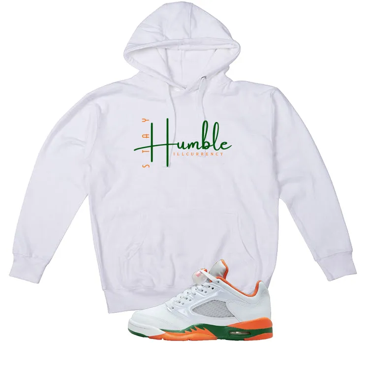 Air Jordan 5 GS Miami Hurricanes White T-Shirt (Stay Humble)| illcurrency