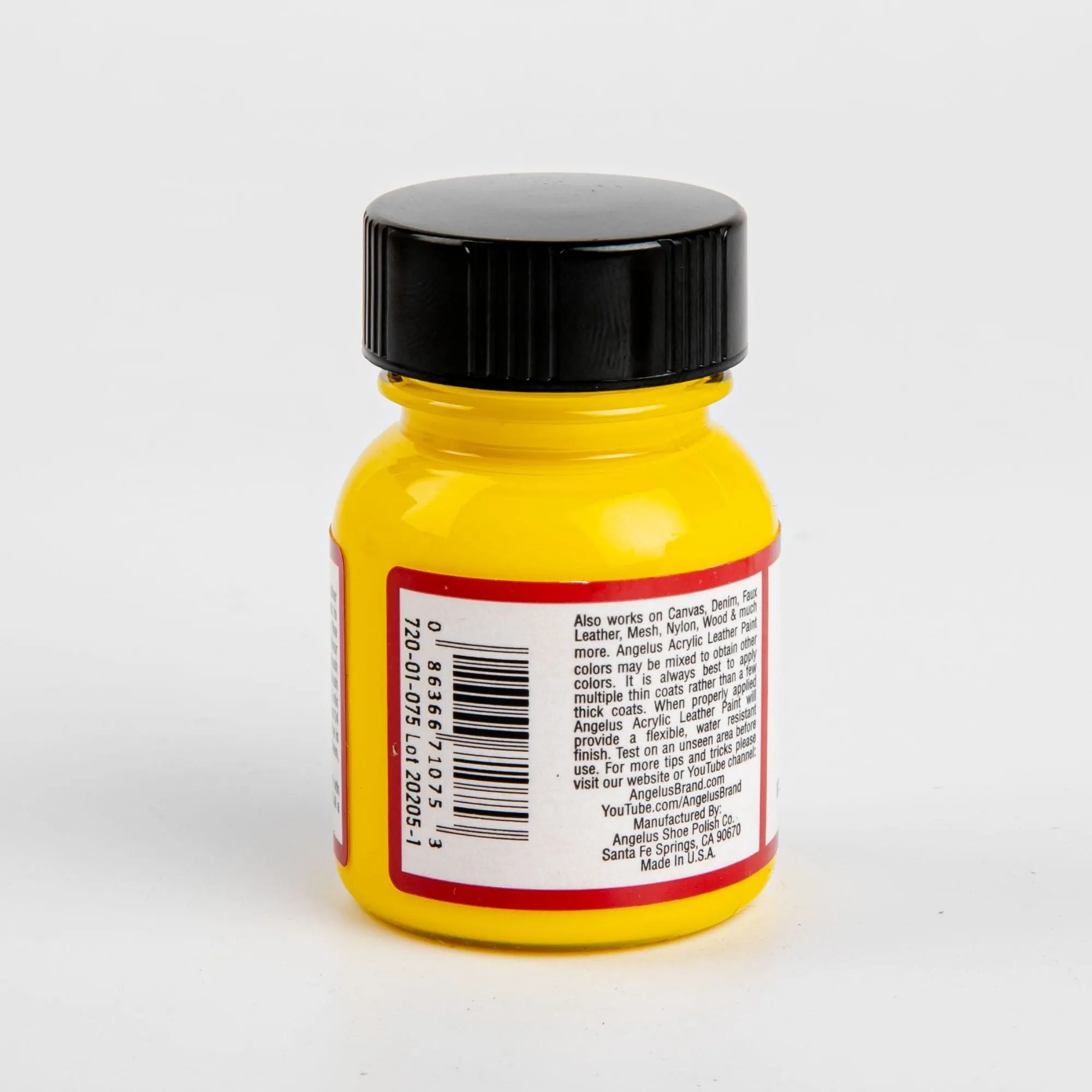 Angelus Acrylic Paint Yellow #075 29Ml Use On Leather, Vinyl Or Fabric