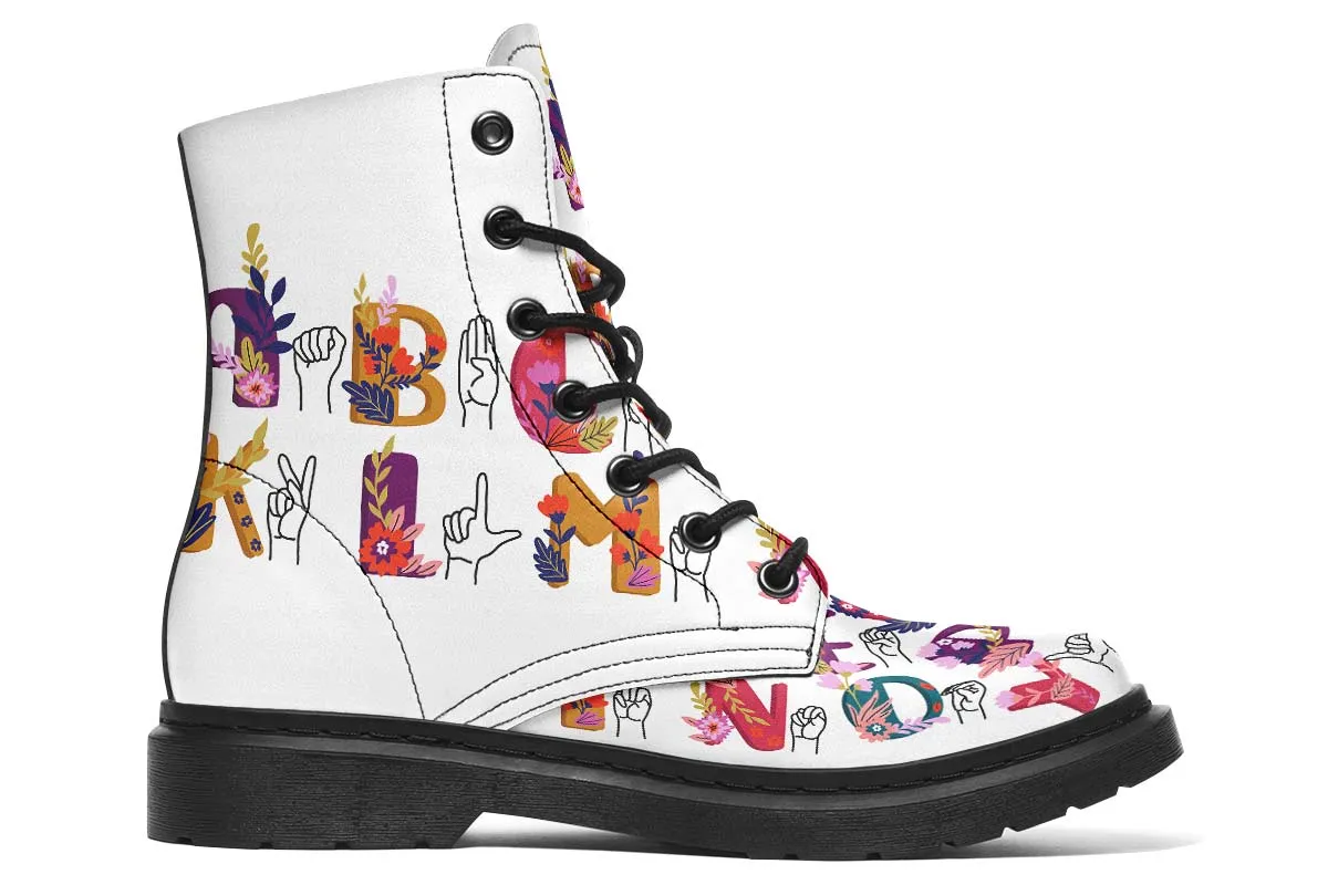 ASL Floral Alphabet Boots