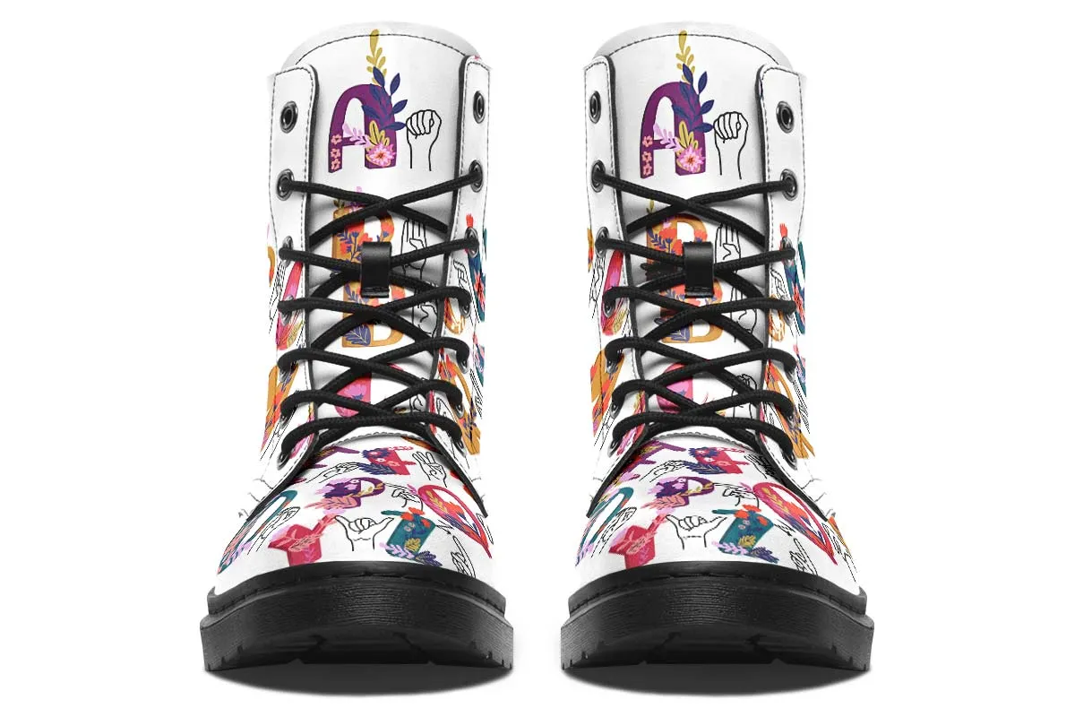 ASL Floral Alphabet Boots