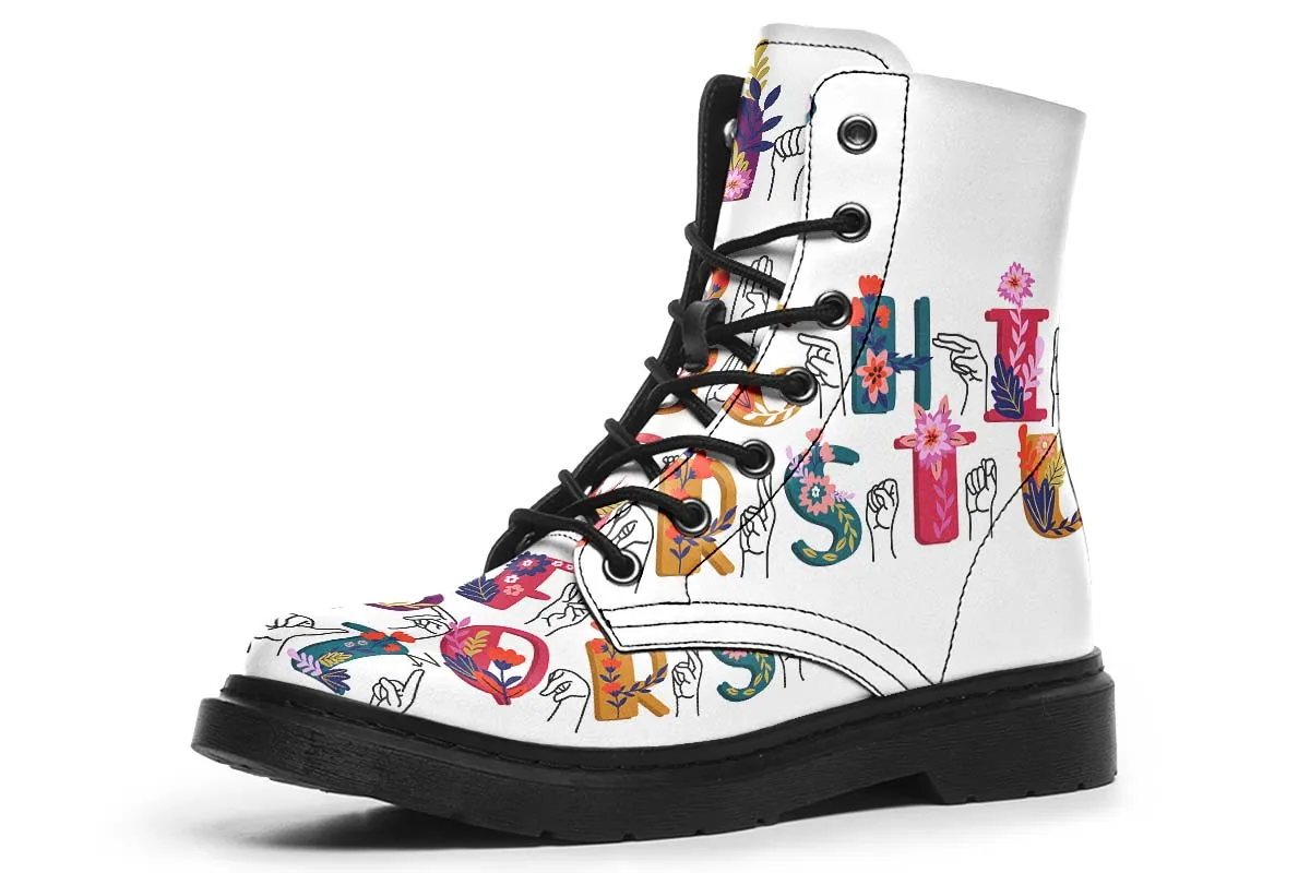 ASL Floral Alphabet Boots