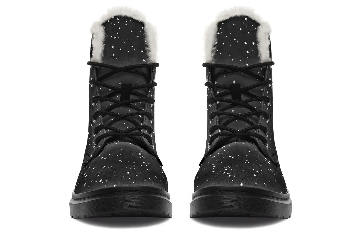 Astral Winter Boots - Warm Micro-Suede Doc-Style Boots Lined with Vegan Wool