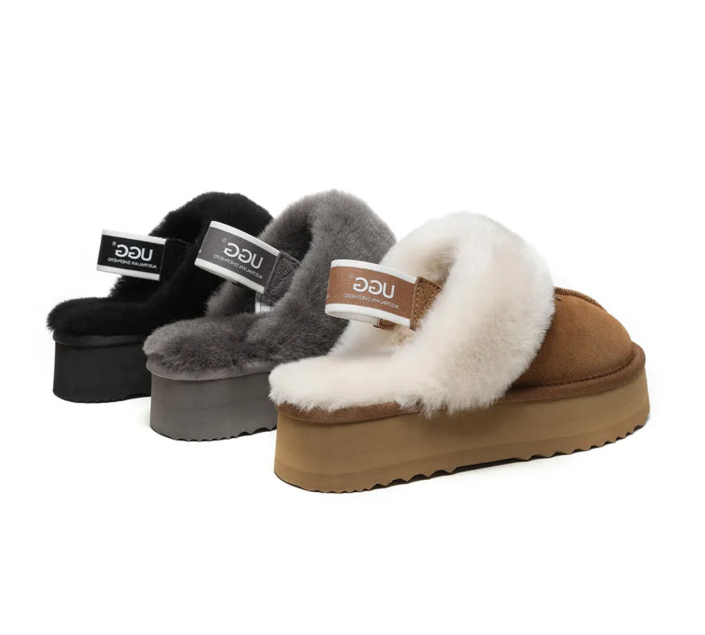 Australian Shepherd UGG Removable Strap Slingback UGG Slipper Women Waffle Platform - AS2048