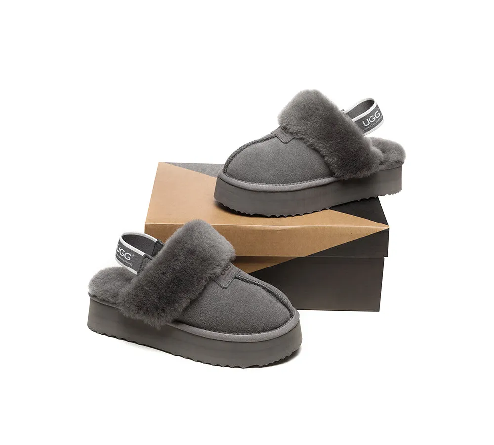 Australian Shepherd UGG Removable Strap Slingback UGG Slipper Women Waffle Platform - AS2048