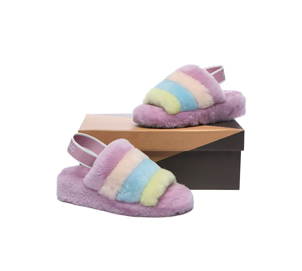 AUSTRALIAN SHEPHERD® UGG Women Slingback Fluffy Slides Puffy Special Color