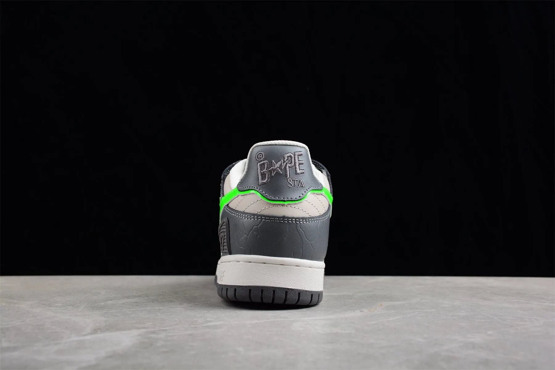 BAPE STA Low-Top Sneakers in Grey and Neon Green