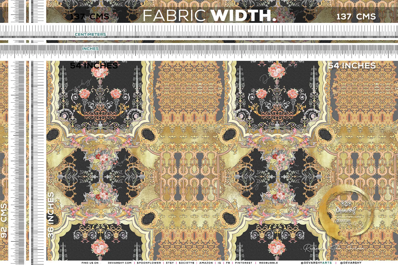 Baroque Florals Upholstery Fabric 3meters 4 Colors & 12 Fabrics Baroque Furnishing Fabrics By the Yard | D20001