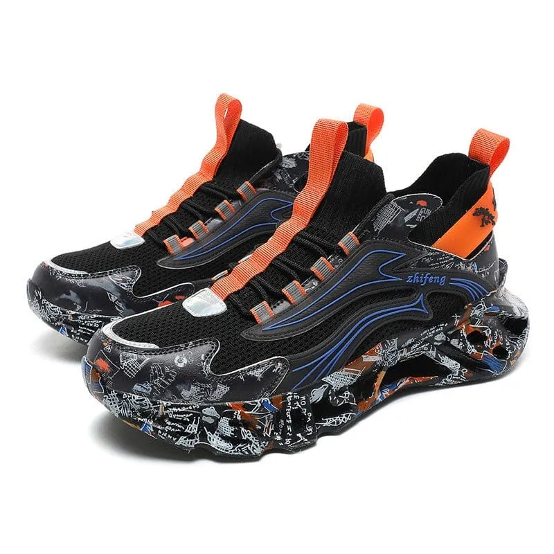 Black and Neon Green Large Blade Shock-absorbing Running Shoes