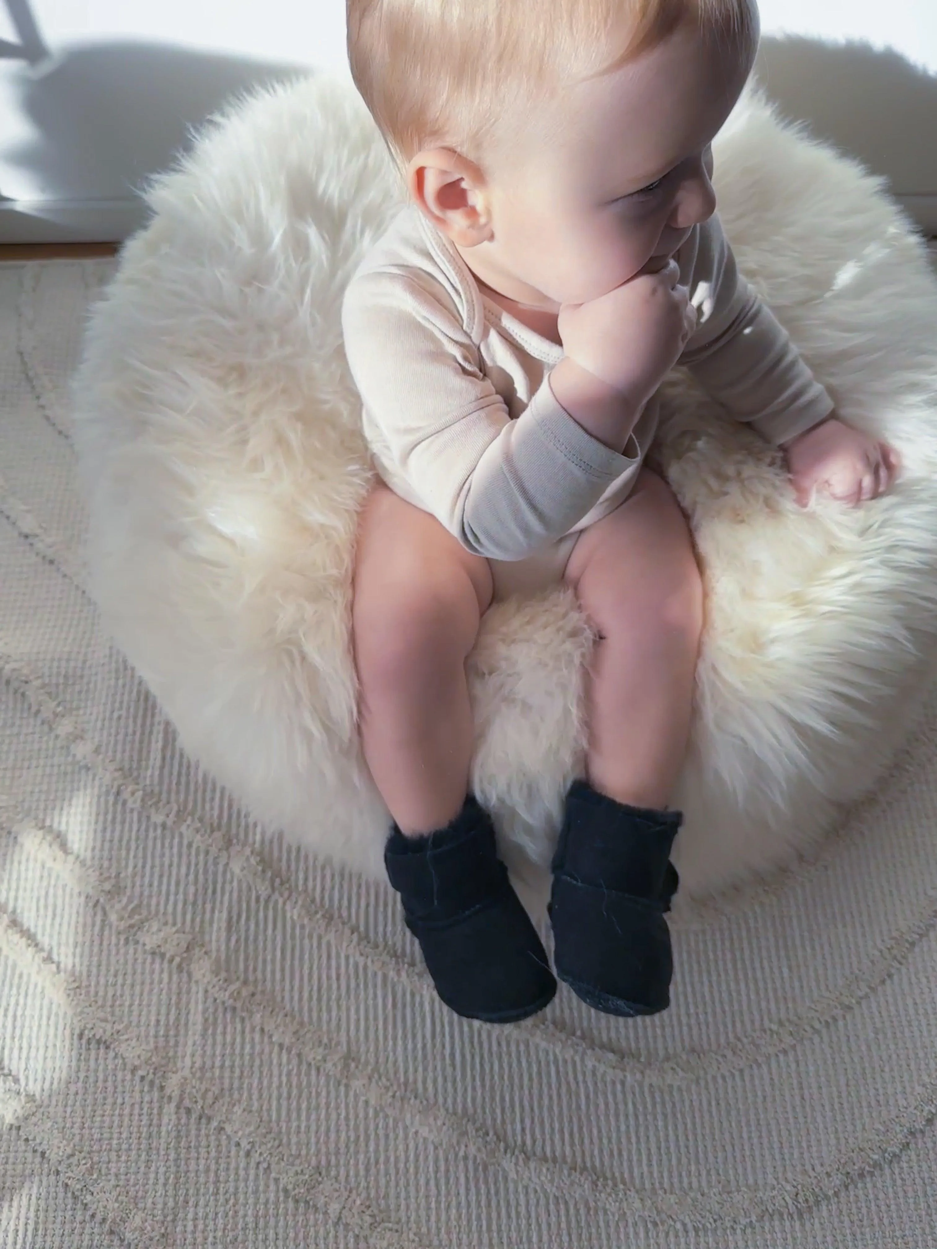 Black Baby Natural Sheepskin Boots