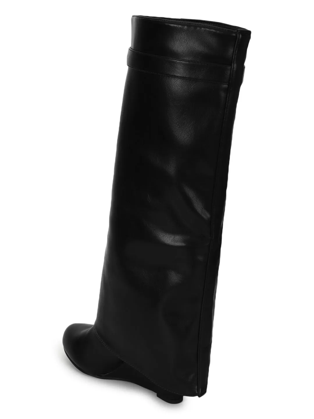 Black PU High-End-Fashion Stylish Knee Boots (TC-RS3670-BLK)