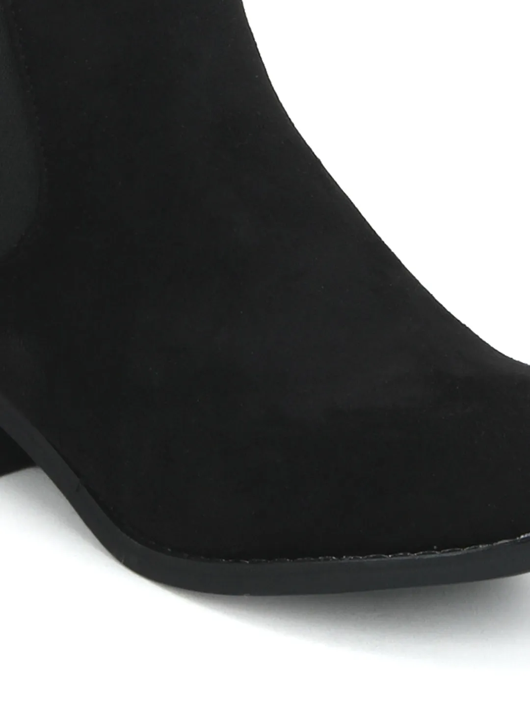 Black Su Round Toe Flat Ankle Length Boots