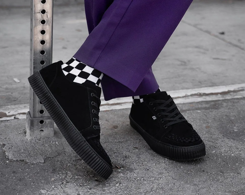 Black Suede Lace-Up Creeper Sneaker