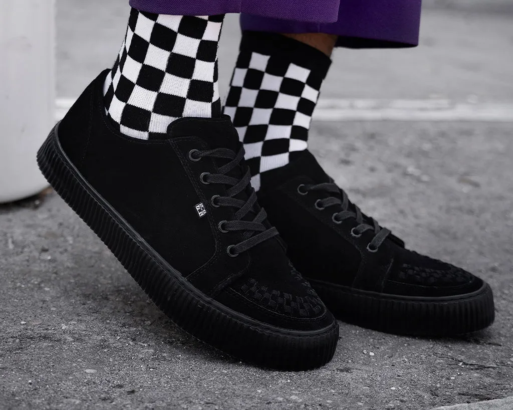 Black Suede Lace-Up Creeper Sneaker