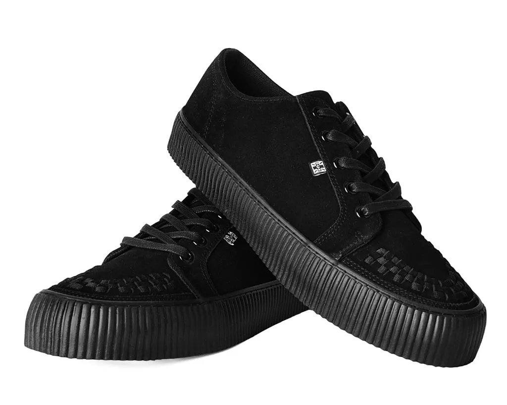 Black Suede Lace-Up Creeper Sneaker