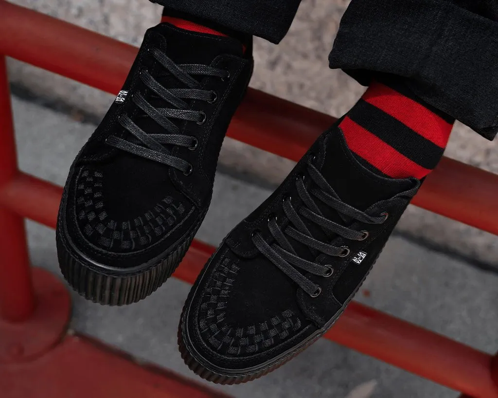 Black Suede Lace-Up Creeper Sneaker