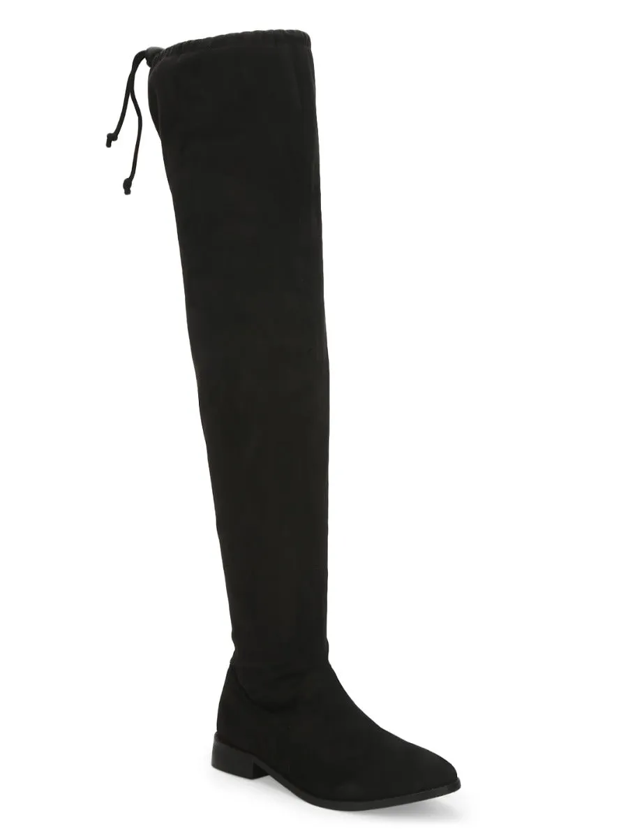 Black Suede Thigh High Boots