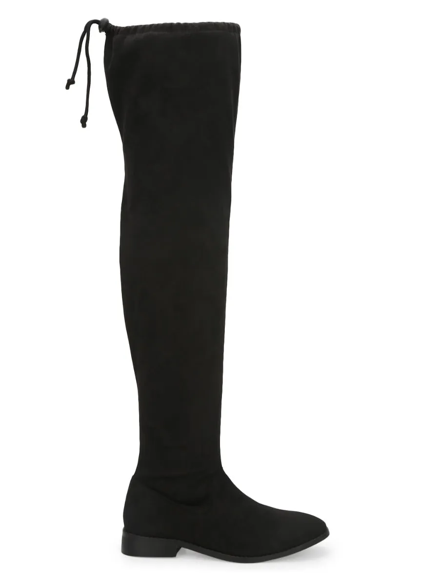 Black Suede Thigh High Boots