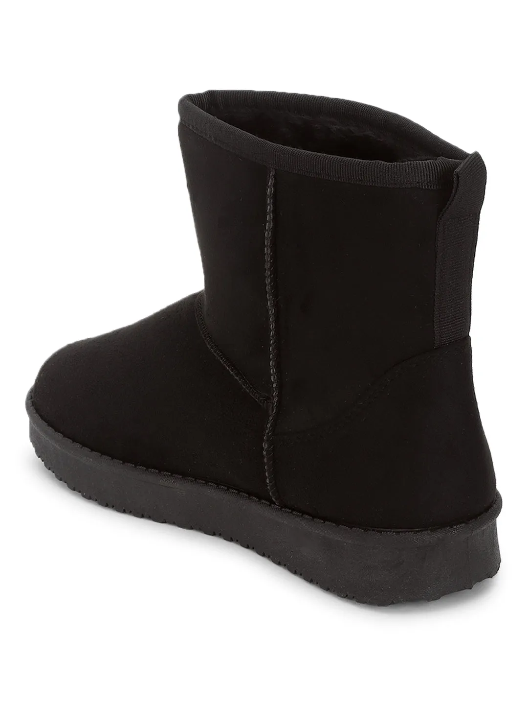 Black Suede Winter Stylish Medium Ankle Boots (TC-RS3683M-BLK)