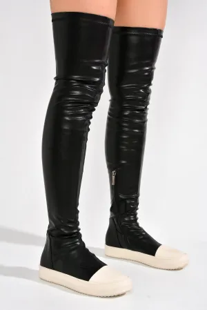 Black Womens Thigh High Over Knee Sneaker Boots