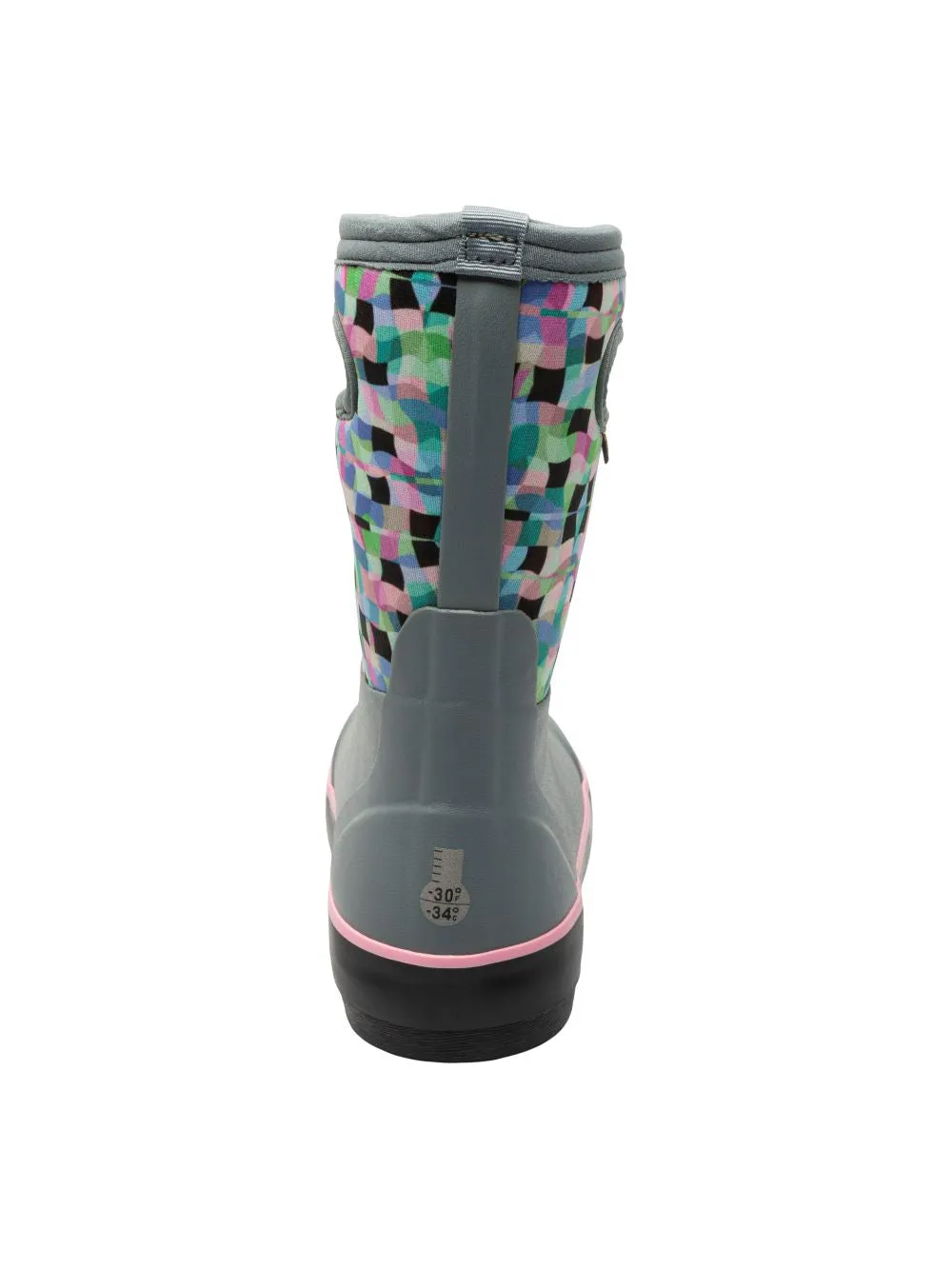 'BOGS' Kids' Classic II Checkered Geo Insulated WP Rainboots - Misty Gray