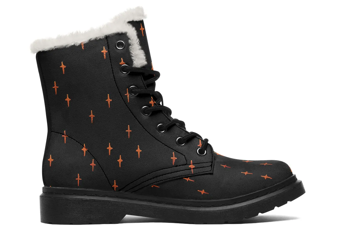 Boo Winter Boots - Warm Micro-Suede Doc-Style Boots Lined with Vegan Wool