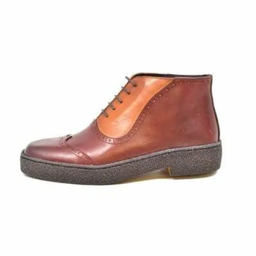 British Walkers Playboy Wingtip 6 Men's Two Tone Rust and Brown Leather