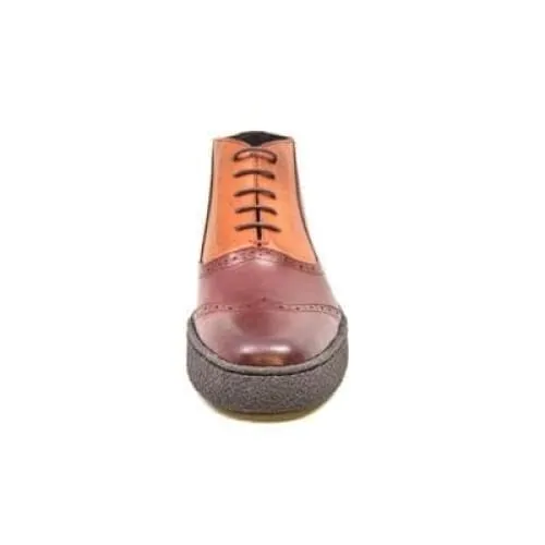 British Walkers Playboy Wingtip 6 Men's Two Tone Rust and Brown Leather