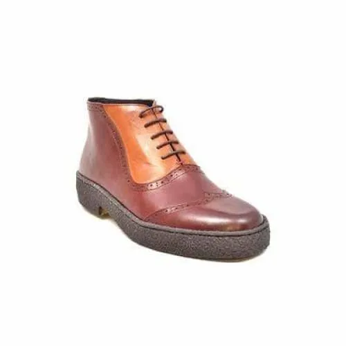 British Walkers Playboy Wingtip 6 Men's Two Tone Rust and Brown Leather