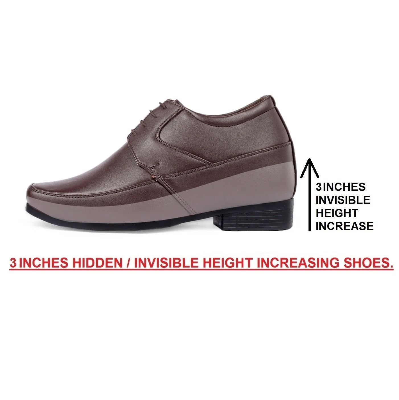 BXXY's 3 inch Hidden Height Increasing Lace-Up Formal Shoes for Men