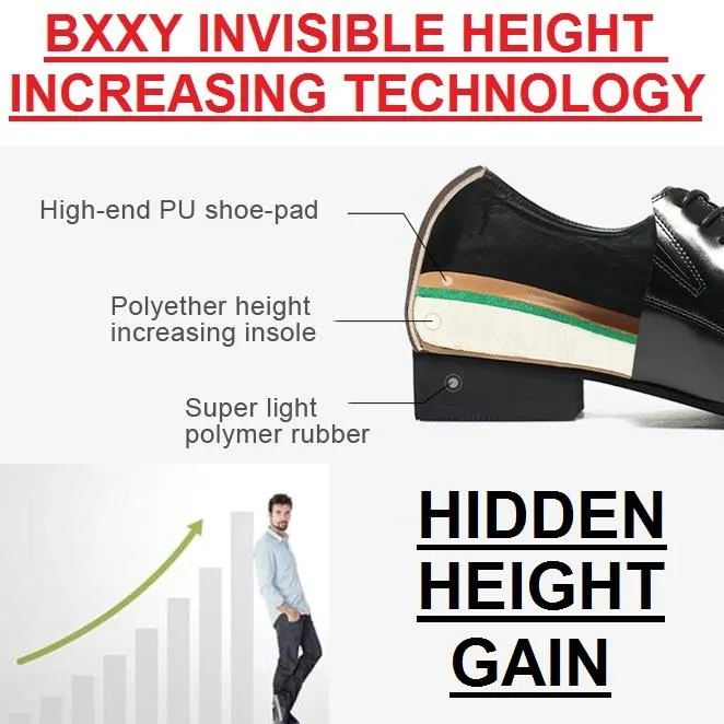 BXXY's 3 inch Hidden Height Increasing Lace-Up Formal Shoes for Men