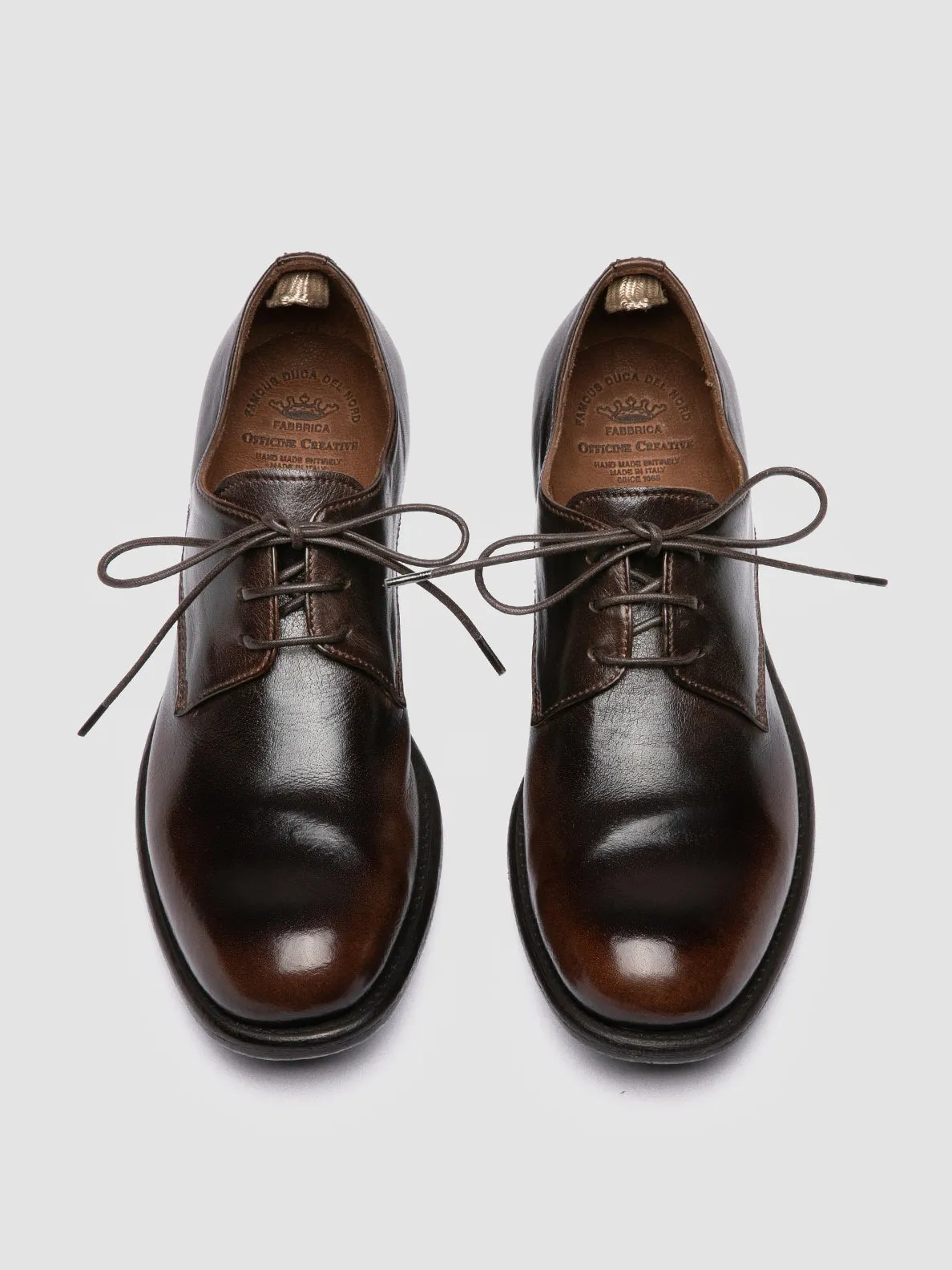 CALIXTE 068 - Brown Leather Derby Shoes