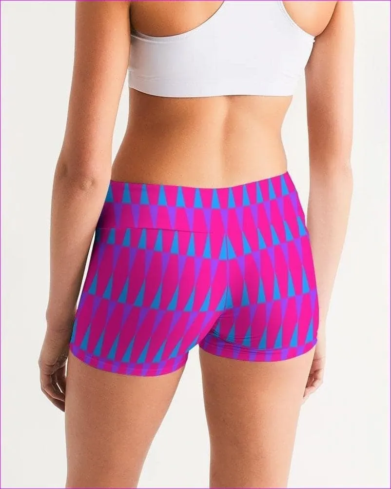 Candy Checkered Womens Mid-Rise Yoga Shorts