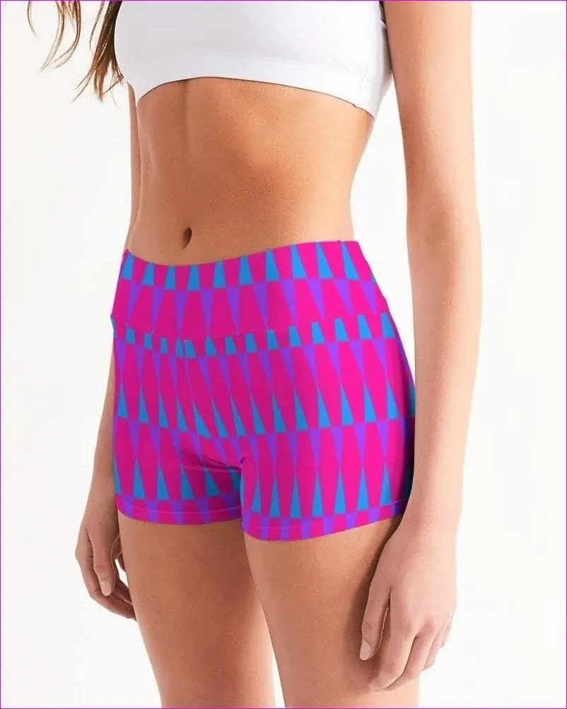 Candy Checkered Womens Mid-Rise Yoga Shorts