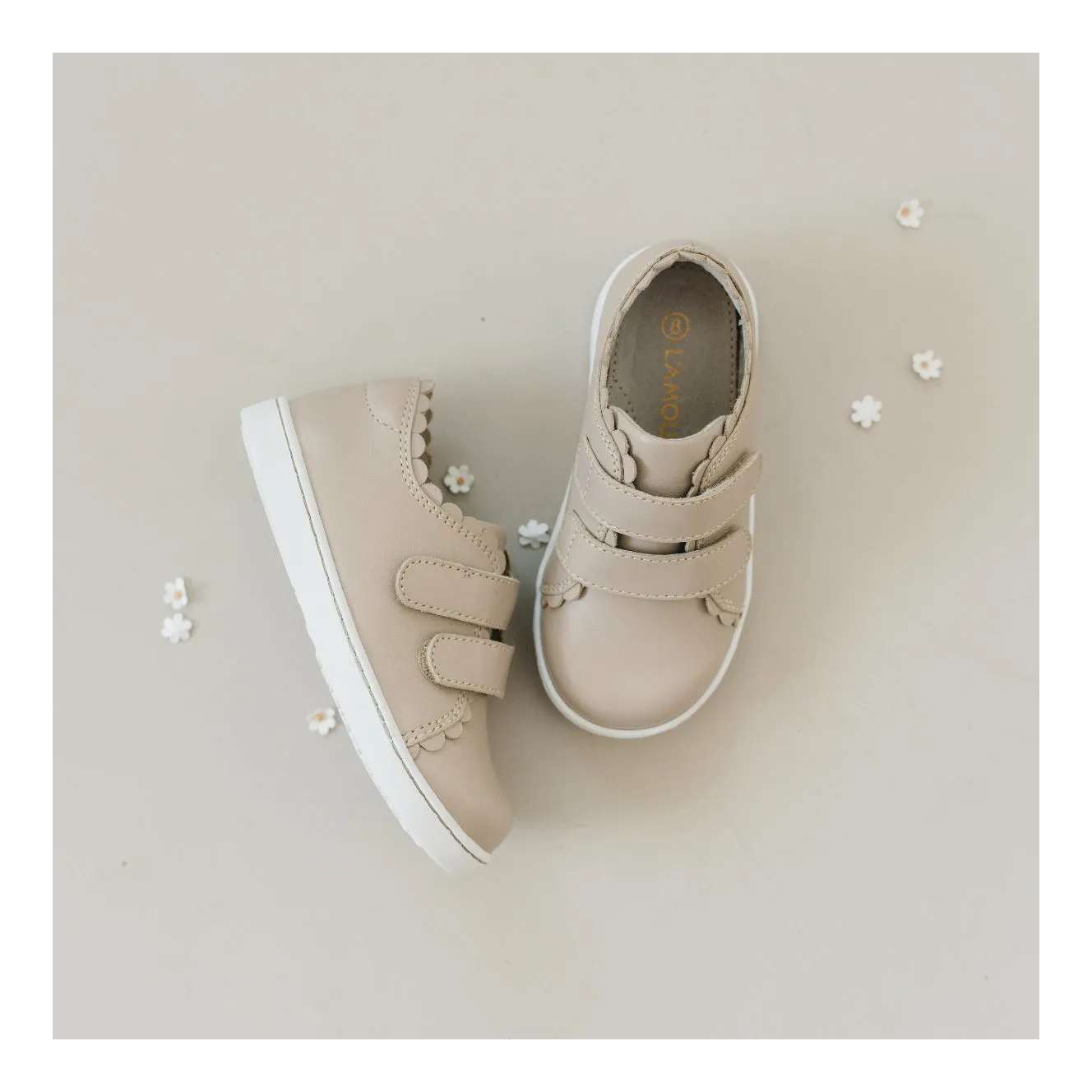 Caroline Scalloped Sneaker - Almond