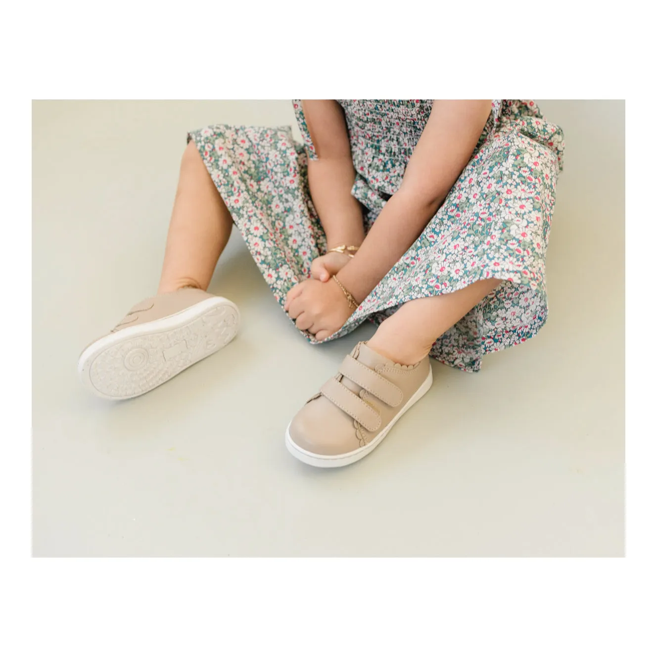 Caroline Scalloped Sneaker - Almond