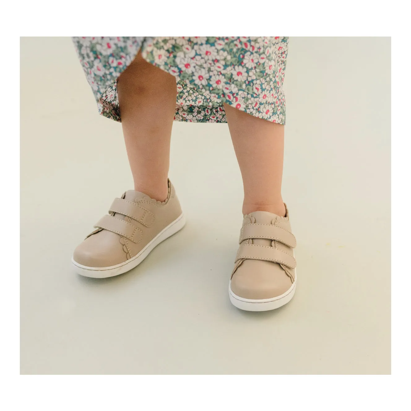 Caroline Scalloped Sneaker - Almond