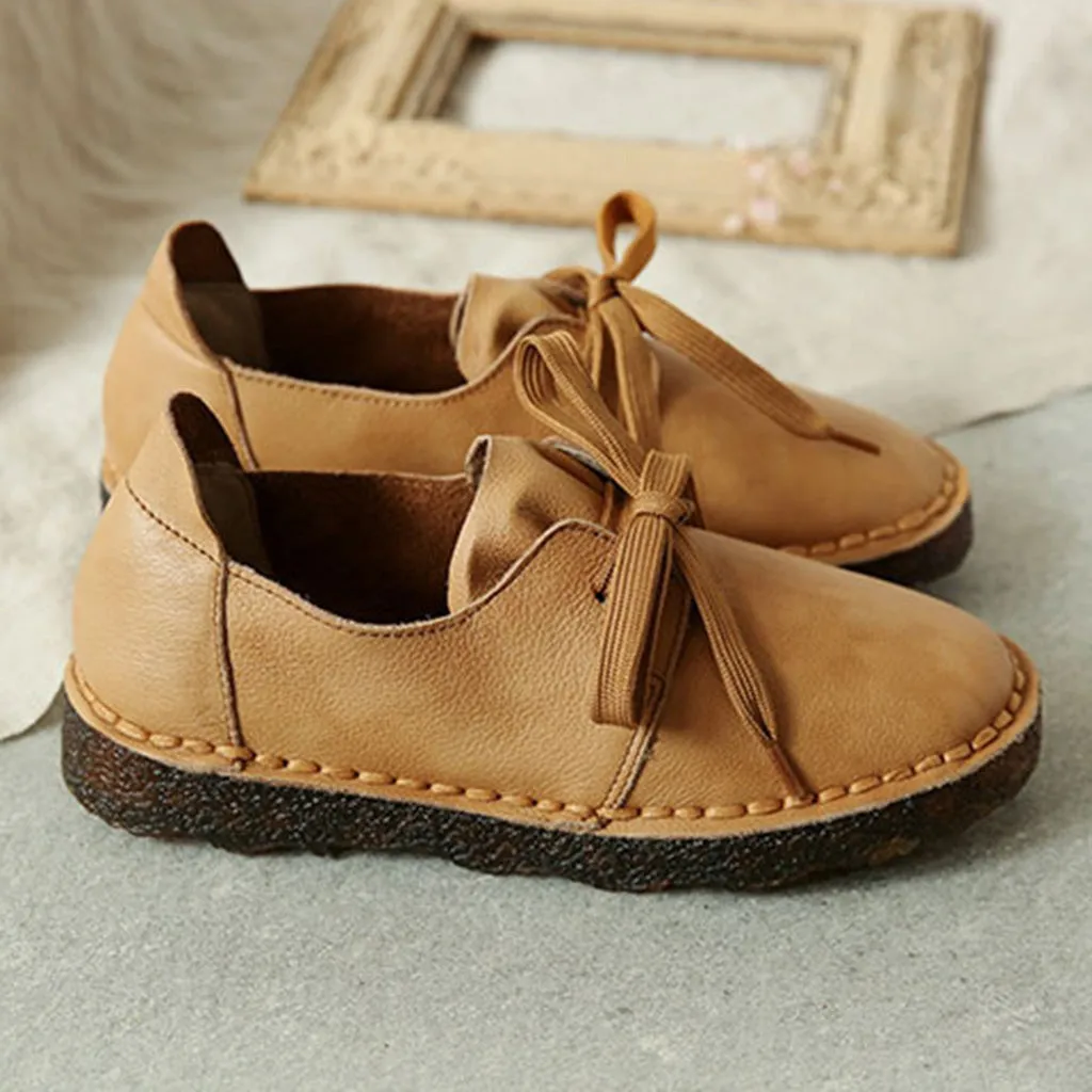 Casual Soft Bottom Leather Flat Retro Women's Shoes | Gift Shoes