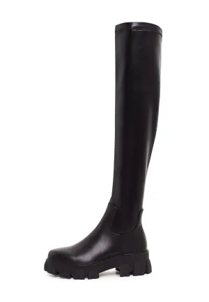 Chunky Sole Knee High Boots Karlie - Black