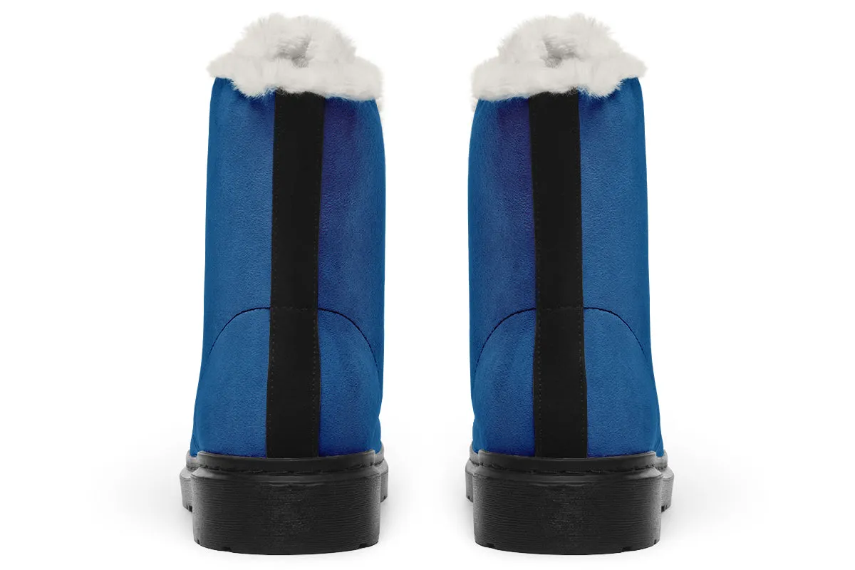 Cobalt Blue Winter Boots - Warm Micro-Suede Doc-Style Boots Lined with Vegan Wool