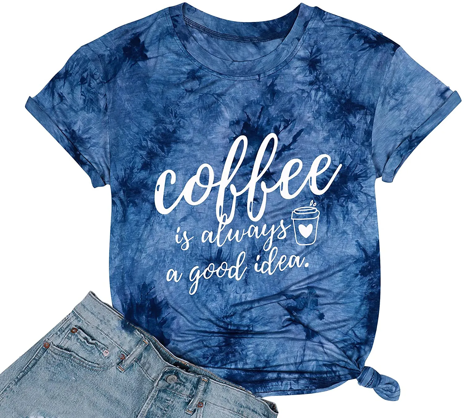 Coffee Shirt Women Coffee is Always A Good Idea Shirt Short Sleeve Coffee Shirts Funny Sayings Casual Tee Tops