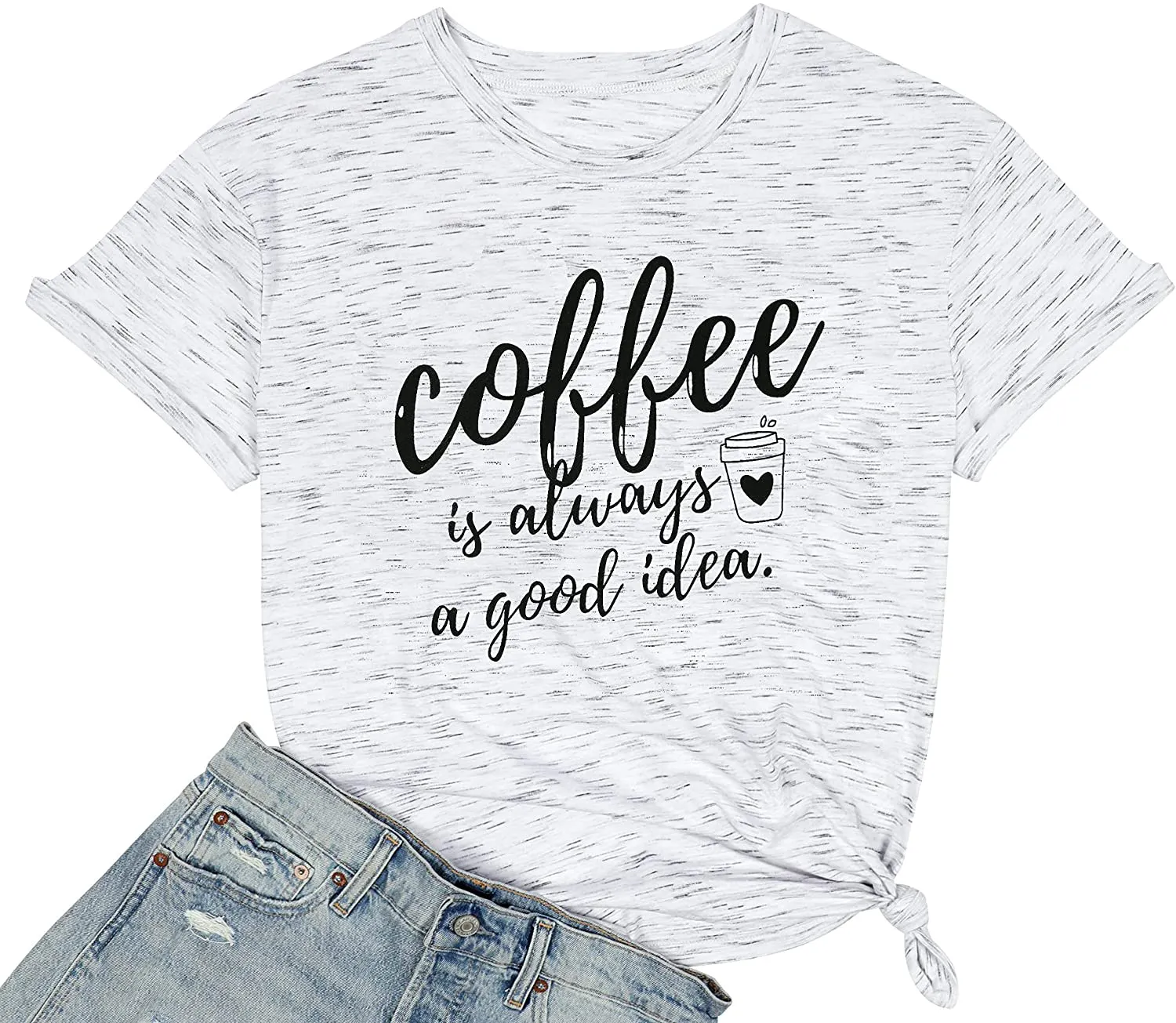 Coffee Shirt Women Coffee is Always A Good Idea Shirt Short Sleeve Coffee Shirts Funny Sayings Casual Tee Tops