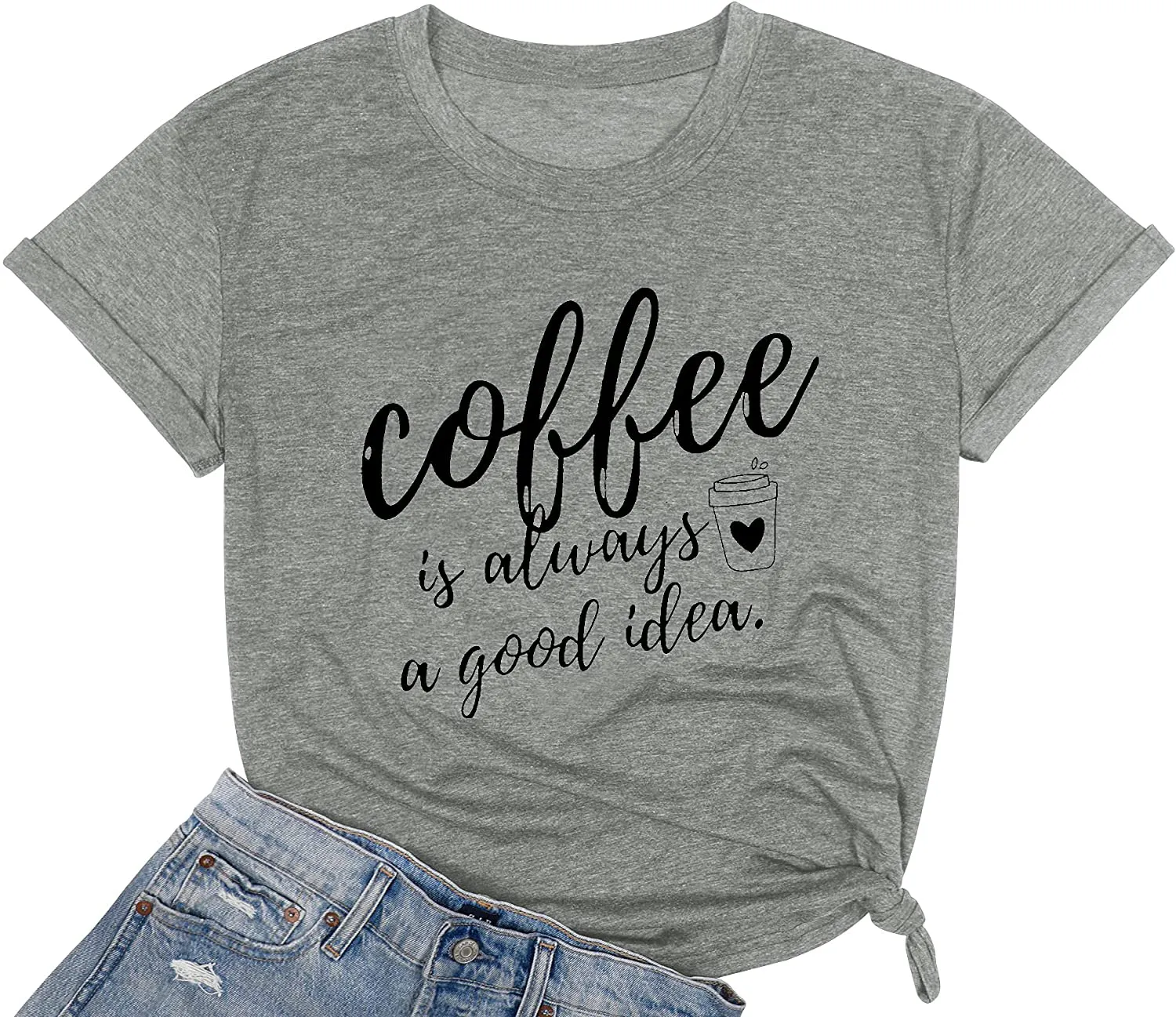 Coffee Shirt Women Coffee is Always A Good Idea Shirt Short Sleeve Coffee Shirts Funny Sayings Casual Tee Tops