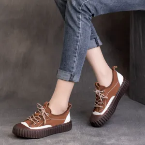 Color Block Lace-up Casual Shoes